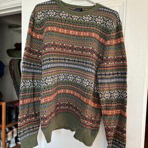 J Crew Men's Fair Isle Sweater - Green, Large